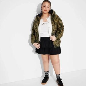 Women's XXL Hooded Canvas Jacket - Wild Fable™ Green Camo: Oversized Midweight